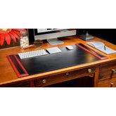 Mahogany (Rosewood) & Black Leather 34 x 20 Side-Rail Desk Pad